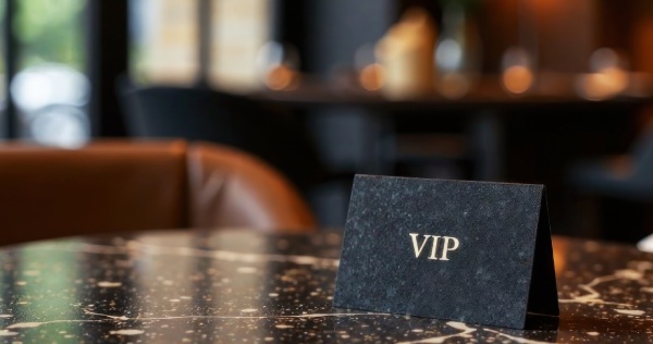 Checkliste VIP-Bereich planen: VIP-Schild auf einem Tisch aufgestellt